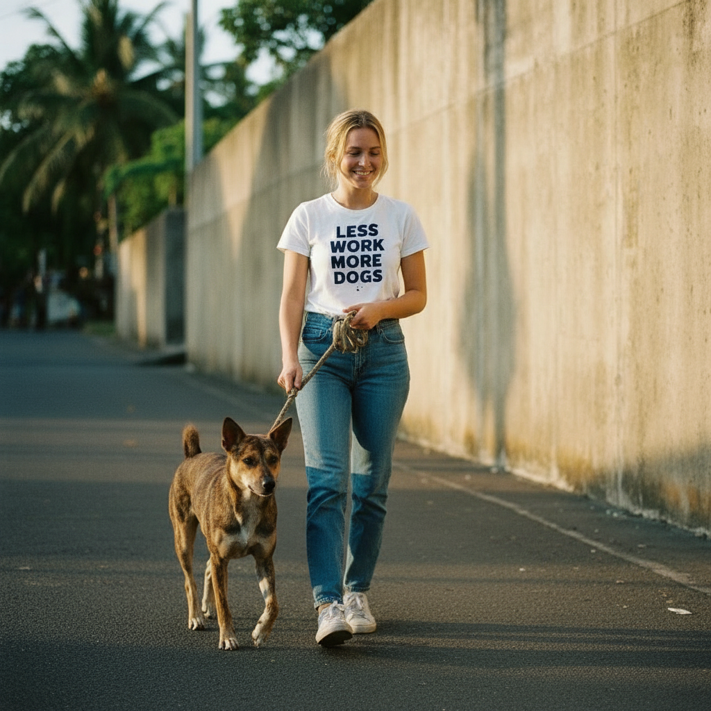 "Less work more dogs" T-shirt