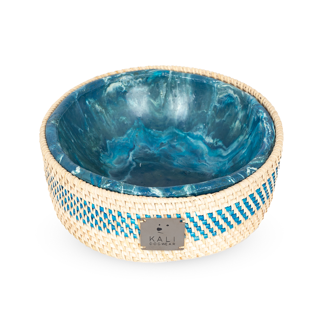 Dog Bowl "Ocean Blue Marbled"